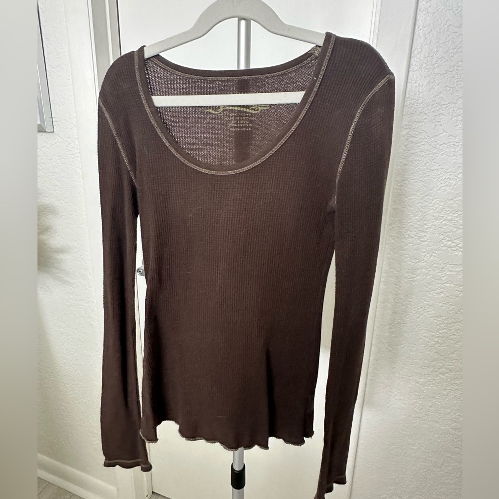Jimmy’z Brown Thermal Long Sleeve Top XS